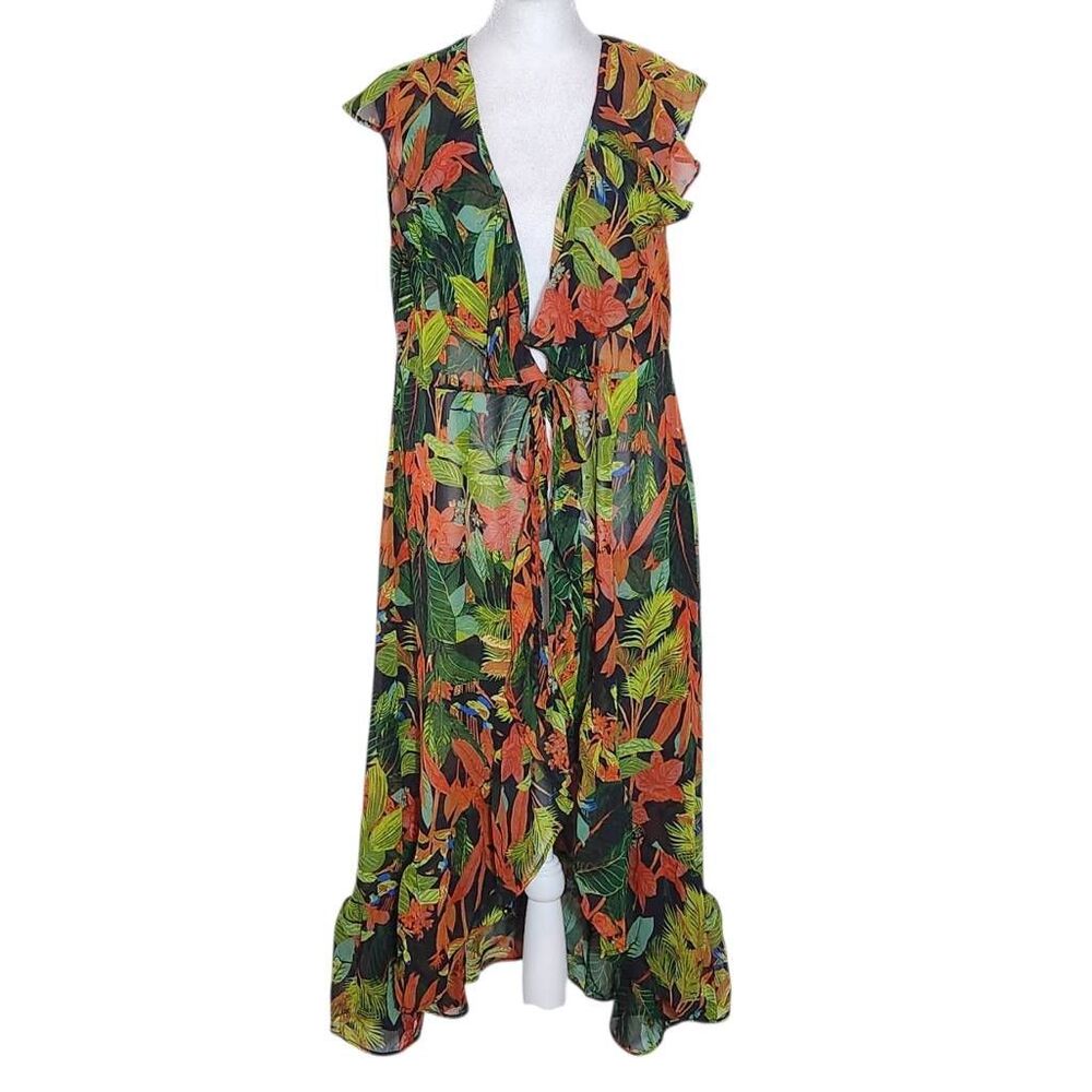 Live 4 Truth Green Floral Kimono NWT Size 1X Floral Boho Kimono